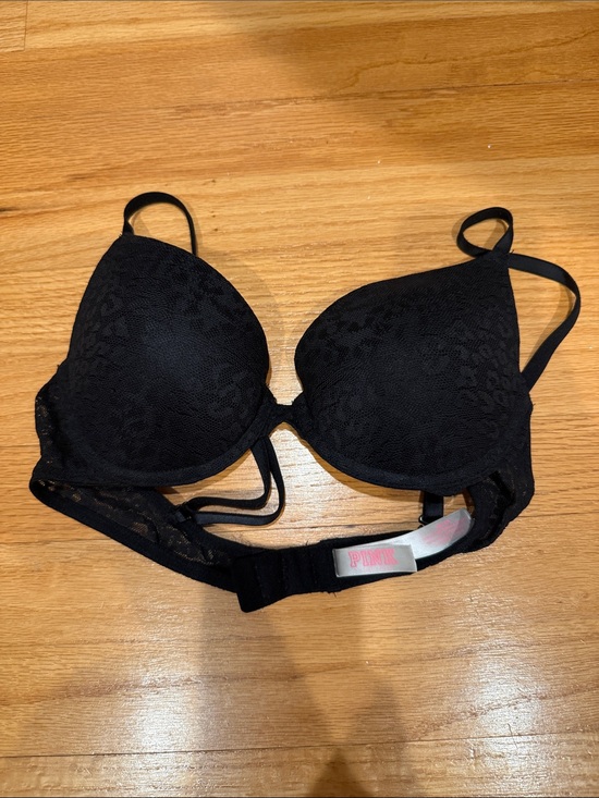 PINK Victoria's Secret Other - PINK Victoria's Secret Black Lace Cheetah Push-Up Bra